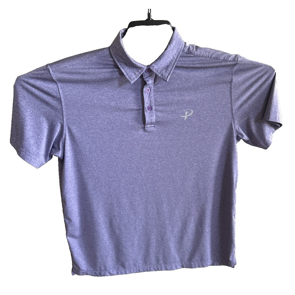Pudolla  Polo Shirt Men's Lavender Performance Stretch Short Sleeve Logo L SPF